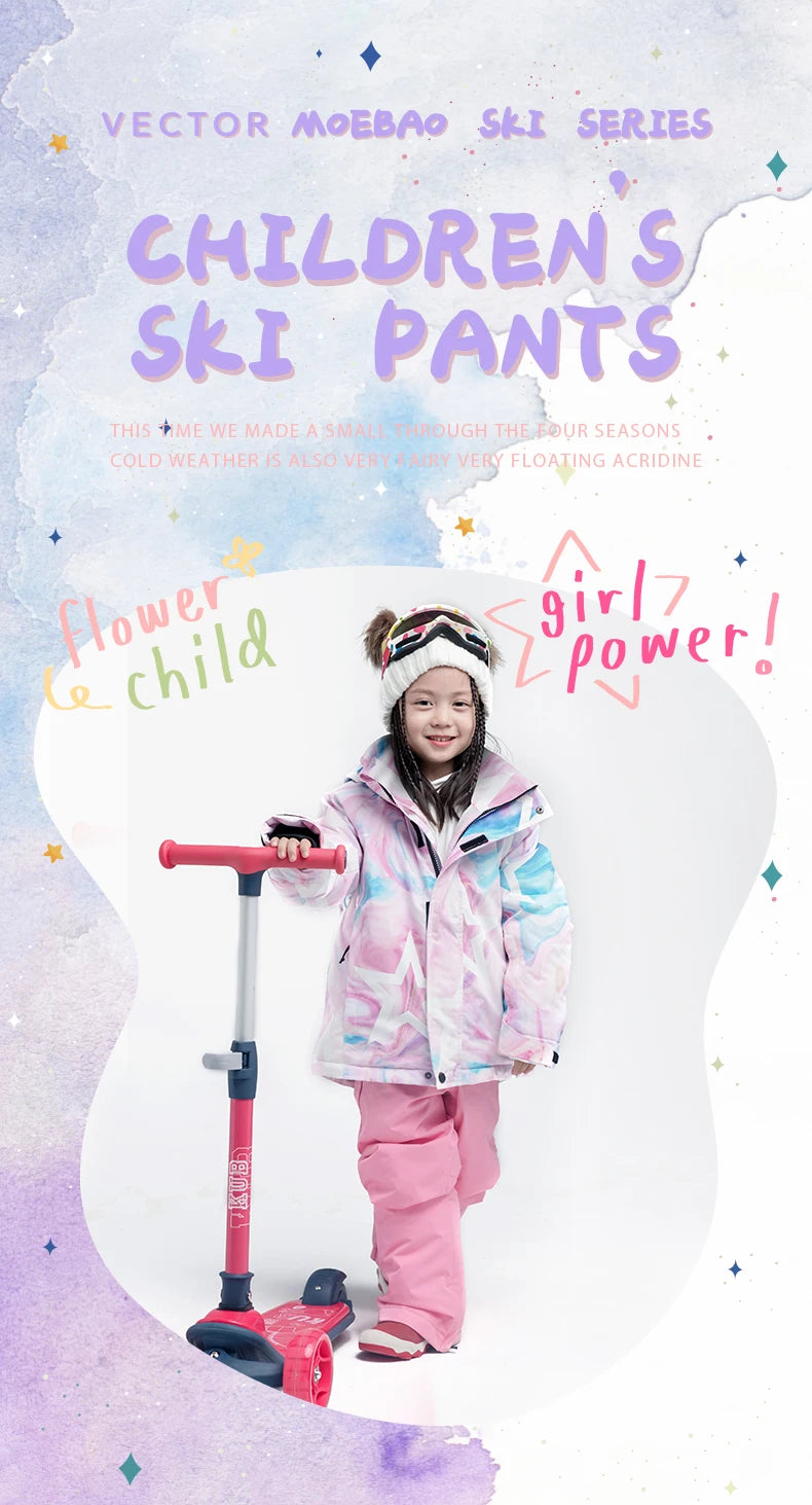 VECTOR Ski Pants Boys Girls Children Outdoor High-quality Windproof, Waterproof and Warm Snow Winter Ski Snowboard Pants Brand