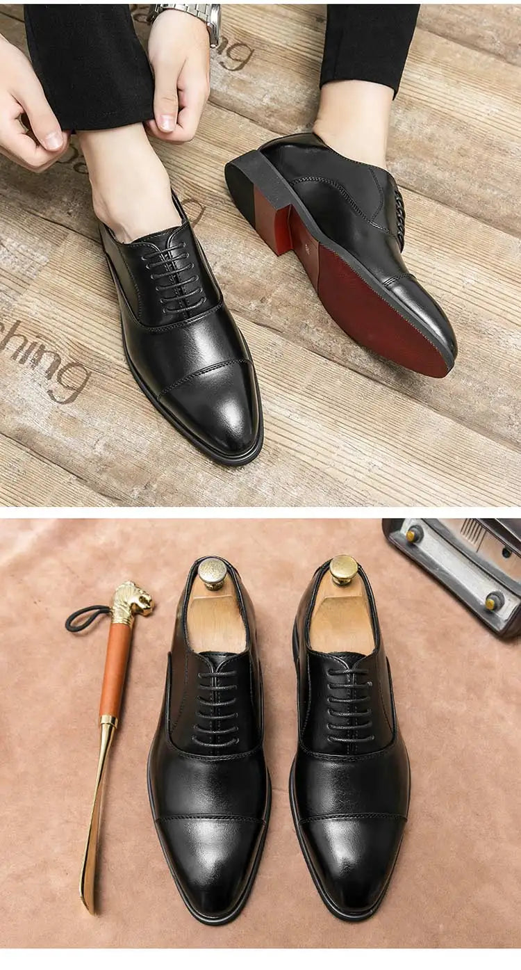Men's Red Sole Oxford Shoes Business Office  Breathable Lace-up Shoes for Men  Chaussure Homme