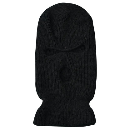 Windproof Full Face Knit Hats Custom SkiMask Men Warm Wool Balaclava embroidery Winter hats Knitted 3 Holes Ski Mask