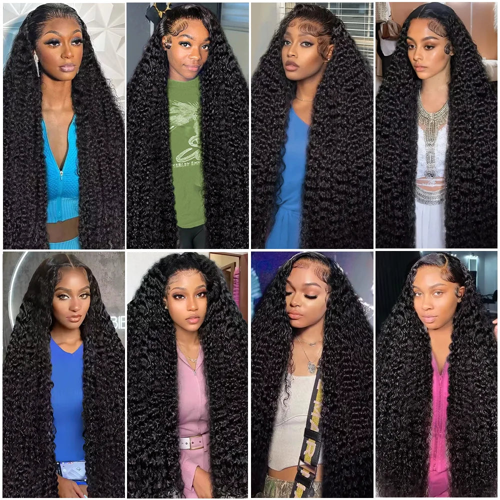 5x5 HD Transparent Lace Deep Wave Frontal Wig 40 46 Inches Hd Lace Frontal Human Hair Wigs For Women Pre Plucked 200 Density