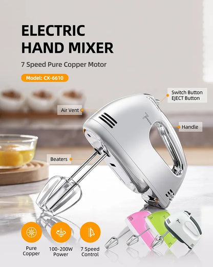 Custom Home Kitchen Electrica Batidora De Mano 7 Speed Food Flour Dough Cake Egg Beaters Handmixers Electric Held Hand Mixers