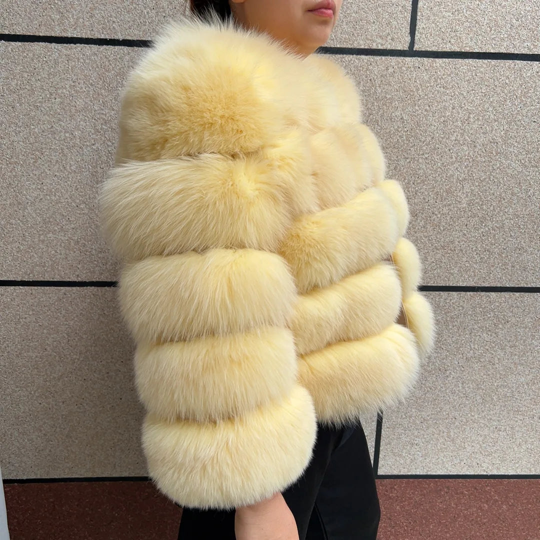 New Real fox fur coat women's winter warm 100% natural fur jacket Short Raccoon fur coat women's  high quality hot sale