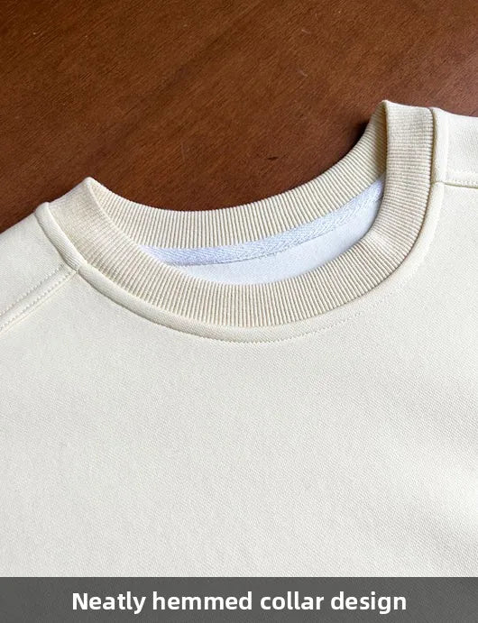 NS Pure Color Lazy Loose BF Hoodie Women's Simple Shape Sweatshirt Long Sleeve Letter Embroidery Top Casual Style Cotton Blend