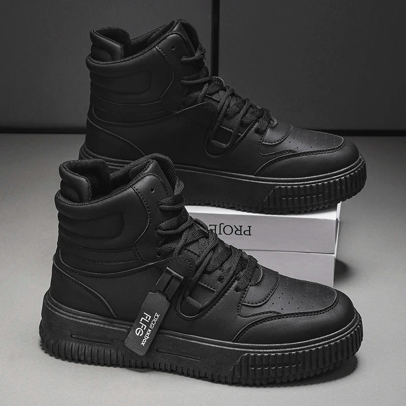 New Fashion Casual Sneakers High Top Skateboard Shoes Student Boots Men and Women Trend Wear Resistant Two-color Couples