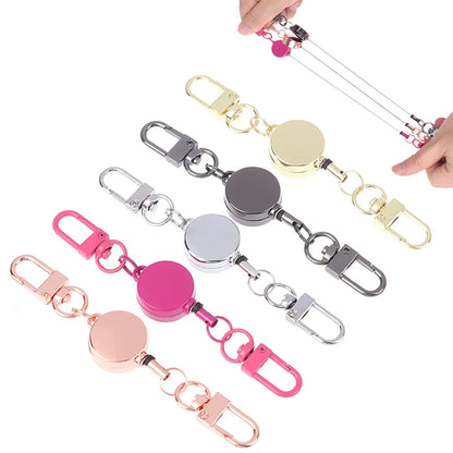 Anti-theft Retractable Key Holder Metal Easy-to-pull Buckle Rope Elastic Keychain Sporty Retractable Key Ring Nurse Accessories