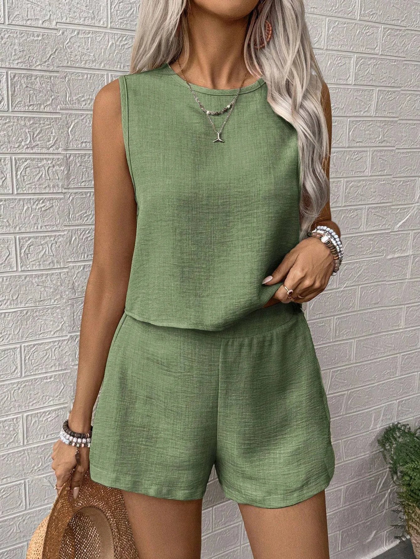 Summer Shorts Sets Women 2026 Fashion Sleeveless Loose Tank Tops And Short Pants Two Piece Sets Women Outfit Casual Femme Suit