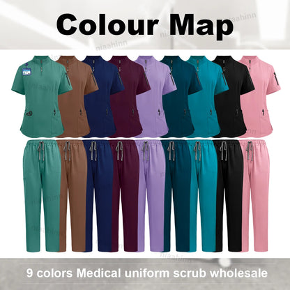 Clinical Uniform Woman Nursing Articles Hospital Surgical Gowns Dental Nursing Medical Blouse Pants Work Wear Doctor Nurse Scrub