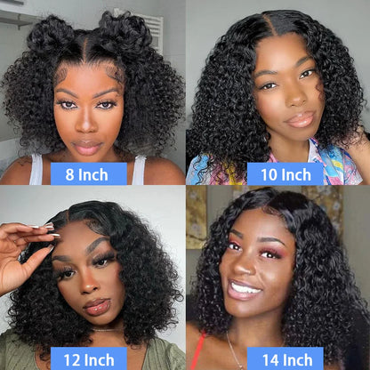 Short Bob Curly 13x4 Lace Front Human Hair Wigs Brazilian Virgin 100% Human Hair Deep Wave Bob Wigs 200% Density 4x4 Closure Wig