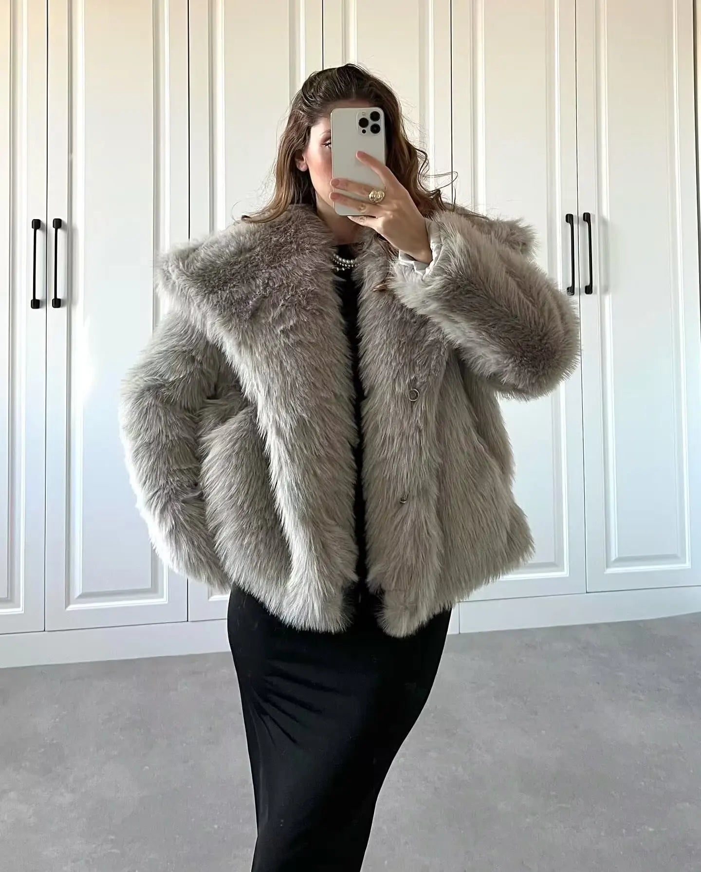 HXAO Winter Faux Fur Coat 2024 Woman New in coats Autumn Fur Plush Fluffy Jacket Warm Red Gray Black White Fur Coat Outerwears