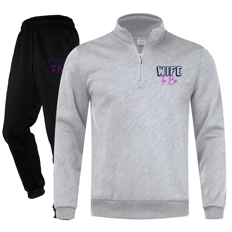 Men's Tracksuit Jogging Suit Set Workout Quarter Zip 2 Piece Printed Sweatsuit