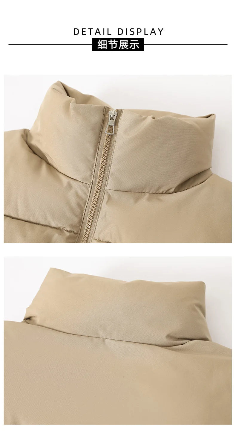 Winter Short Down Sleeveless Vest Women Warm Stand Collar Zipper Jacket Casual Fashion Quilted Cropped Coats Street Outerwears