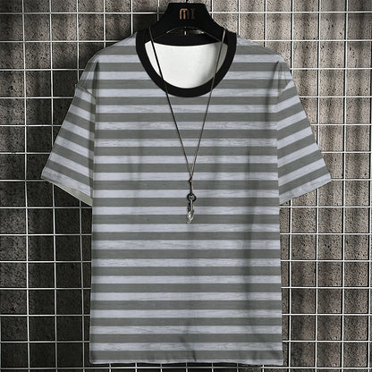 Fashion Men's T-shirt Stripe Pattern Classic Fashion Travel Casual Street Style Sweat-wick Quick-drying High-grade Short Sleeve