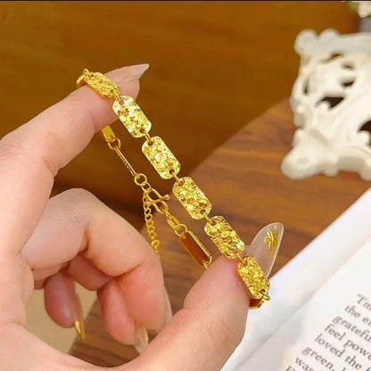 9999 24K real gold store, same style gold, women's bracelet, square plate, beautiful jewelry