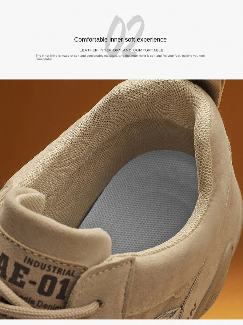 Ankle Boots For Men 2026 Spring Man Casual Sneakers Non Slip Khaki Work Mens Shoe Short Boots Loafers Lace Up Zapatillas Hombre