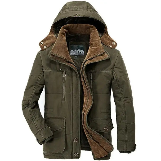 New Men Winter Fleece Warm Thick Windproof Parkas Jackets Coat Men Autumn Fashion Hooded Casual Parkas Men