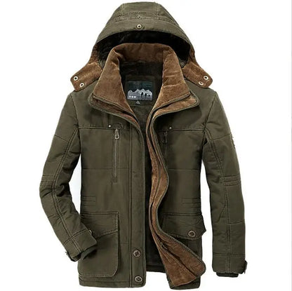 New Men Winter Fleece Warm Thick Windproof Parkas Jackets Coat Men Autumn Fashion Hooded Casual Parkas Men
