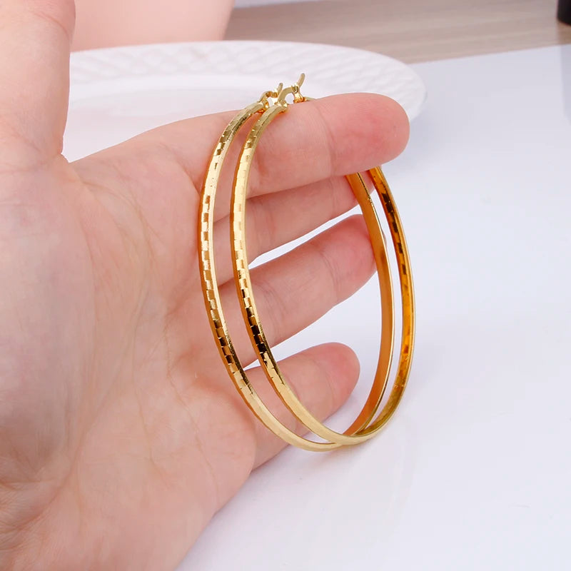 Hgflyxu Stainless steel Gold Hoop Earrings Large size Circle Ear Accessories Fashion Jewelry