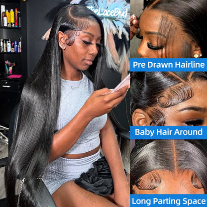 30 34 Inch Straight 13x4 Lace Front Human Hair Wigs Pre Cut 13x6 HD Lace Frontal Wig Brazilian 5X5 Glueless Wig Ready To Wear