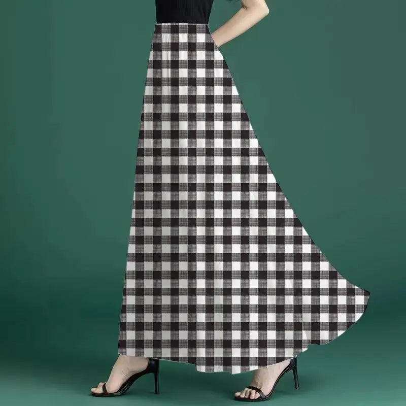 Fashion Elastic Spliced Printed Vintage Chiffon Skirts Women's Clothing 2026 Summer New Loose Office Lady High Waist Skirts