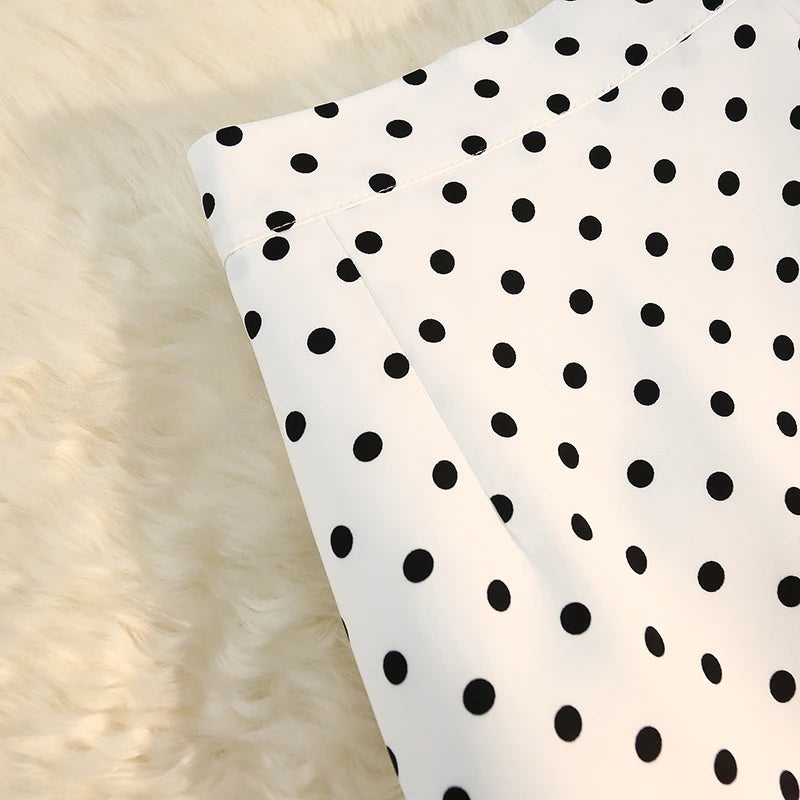 Seoulish Back Split Polka Dot Vintage Women's Skirts Elastic High Waist  Elegant Office Lady Midi A-Line Skirt Female 2026 New