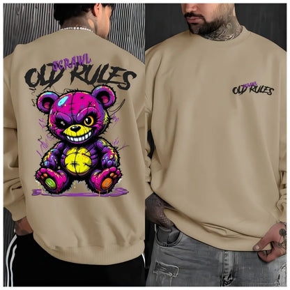 European and American men's autumn fashion teddy bear letter print soft and comfortable long sleeved hoodie outdoor street top