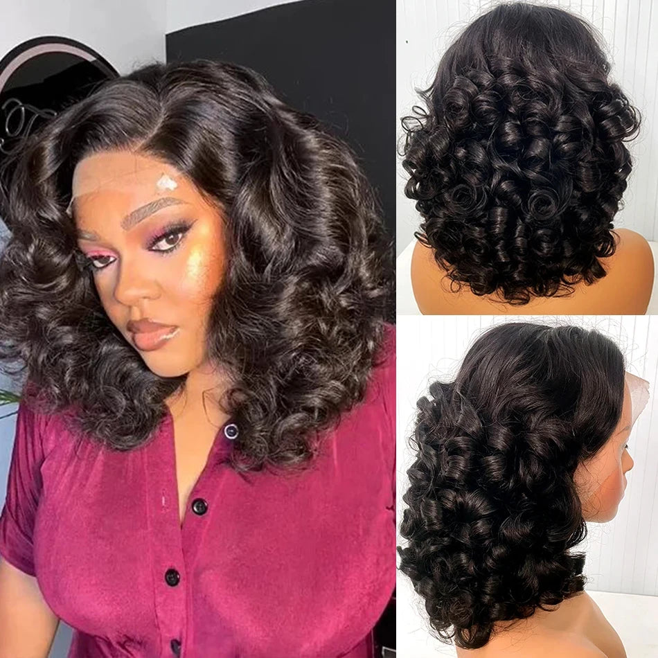 250% Brazilian Human Hair Wig Loose Wave Short Bob Wig Body Wave 13X4 HD Lace Frontal Wig Human Hair Wigs For Black Women