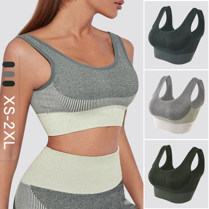 Women's Tops Knitted Sports Bras Gym Running Fitness Yoga Bra Sportswear Padded Push Up Sports Tops