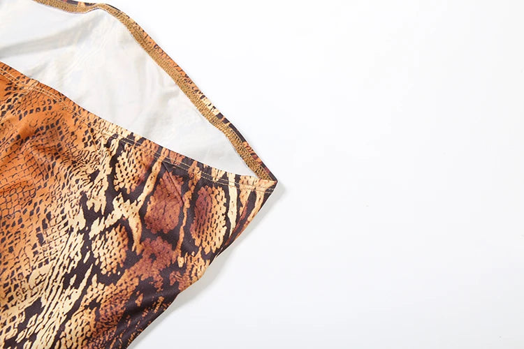 Nibber Hollow Snake Print Jumpsuits Women Y2K Strapless Metal Cirque Midnight Workout Activity Hipster Sexy Stretch Overalls