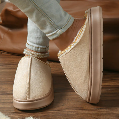 Pantoufles D'hiver Chaudes Pour Femmes, Intérieur En Peluche, Semelle Épaisse Antidérapante, Chaussures De Maison Chaudes Brodée