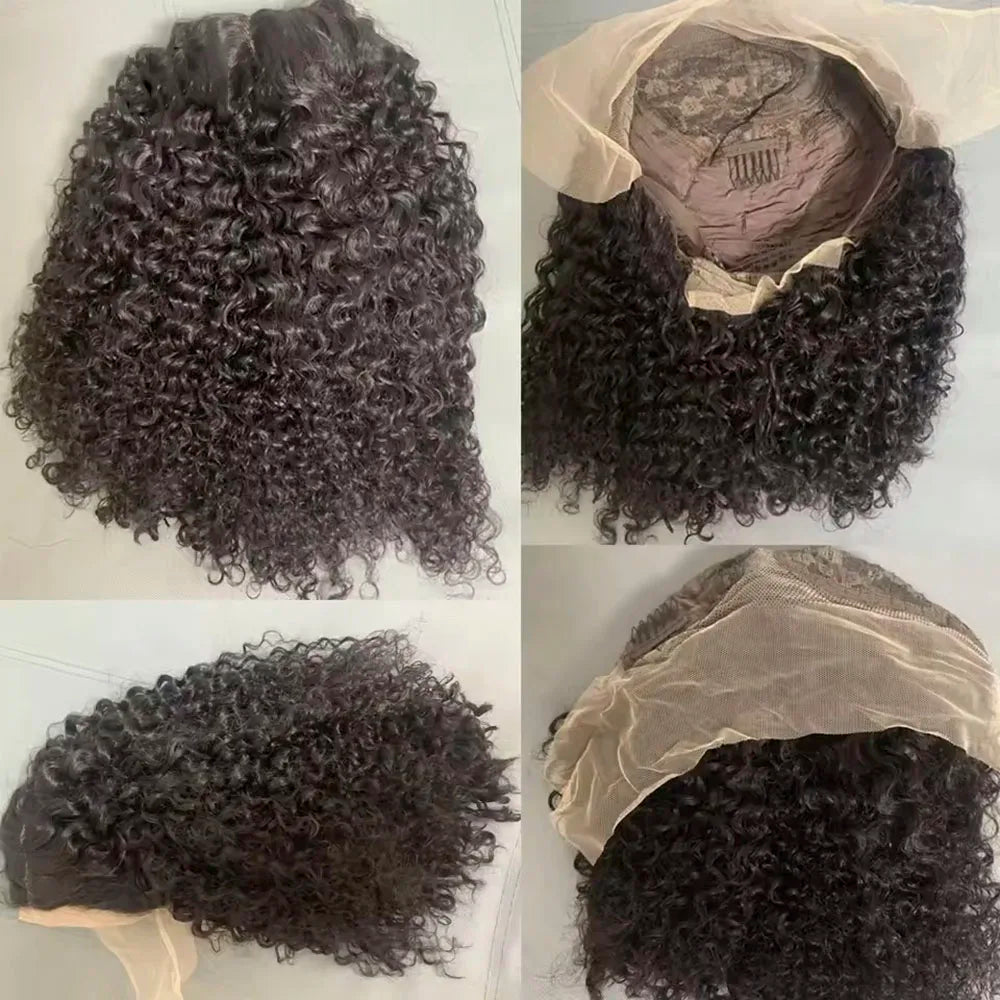 Kinky Curly Human Hair Bob Wig Water Lace Front original Human Hair Wigs For Women PrePlucked Brazilian 13x4 Lace Frontal Wig