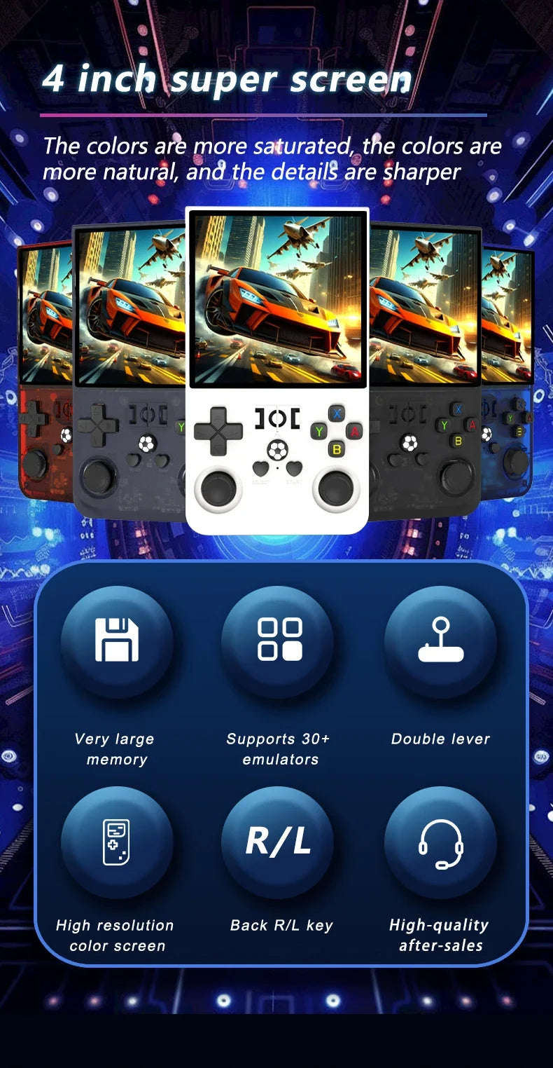 R36MAX Game Console 64GB 128GB 18000+GAMES Linux System 4.0inch K36 vs R36S 3.5inch Pocket Video Player No Download Required