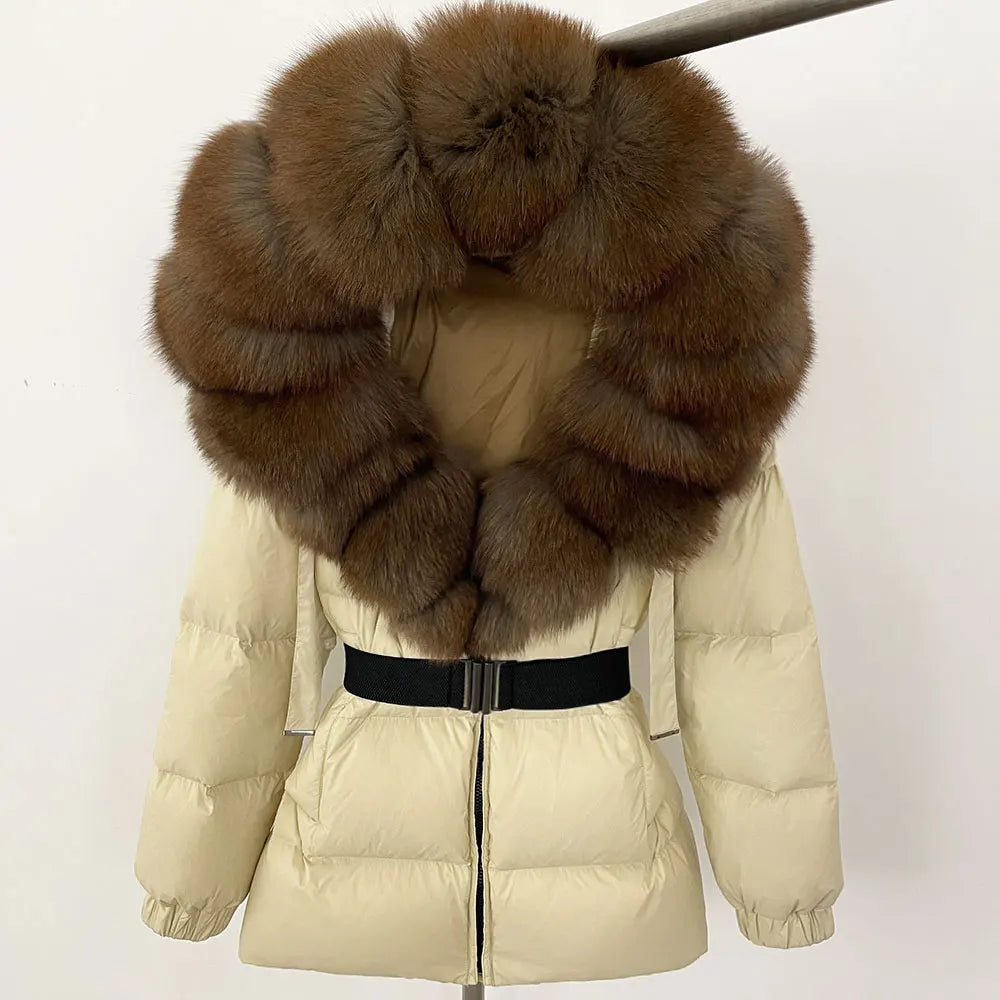 OFTBUY Winter Clothing Puffer Jacket Women Real Fox Fur Hooded Thick Warm 90% White Duck Down Coat Female Parkas Waterproof