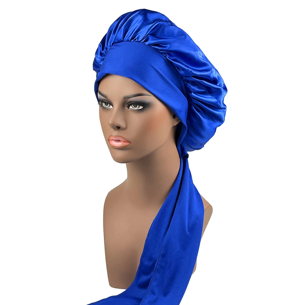 Large Bonnet Women Big Size Satin Bonnet Sleeping Night Women Cap Bonnet Hat Satin Cheveux Nuit Silk Bonnets for Women