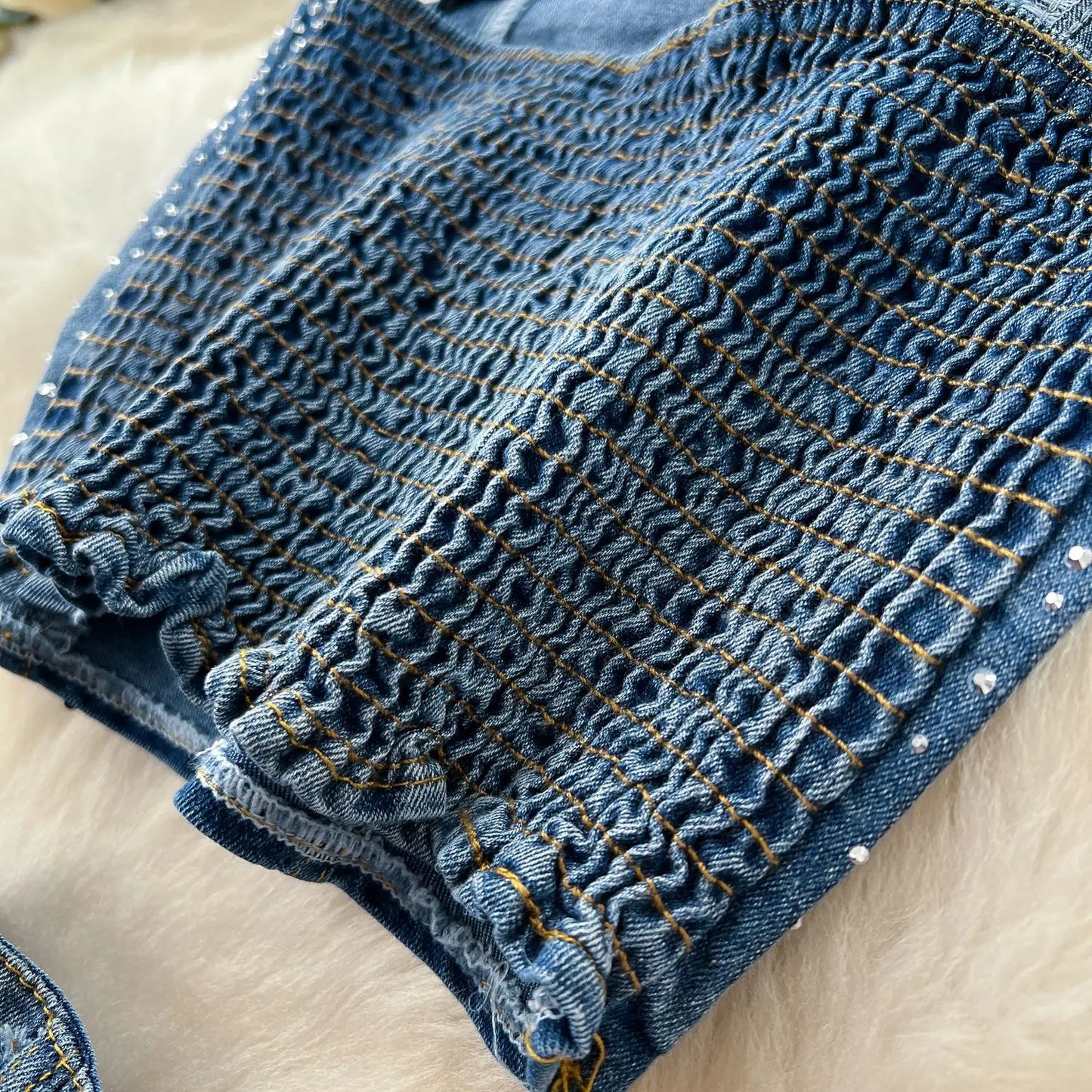 Denim Pant Set Women Two Piece Sets Sexy Matching Sets Sleeveless Short Tops Long Flare Pants High Waist Slim Hot Diamond