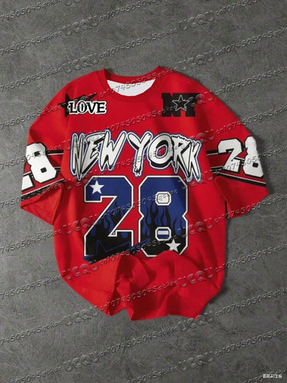 Men's Sports Jersey New York 28 Print Short Sleeve T-Shirt Summer Graphic Tee Baseball Jerseys Plus Size Women's Sport T-Shirt