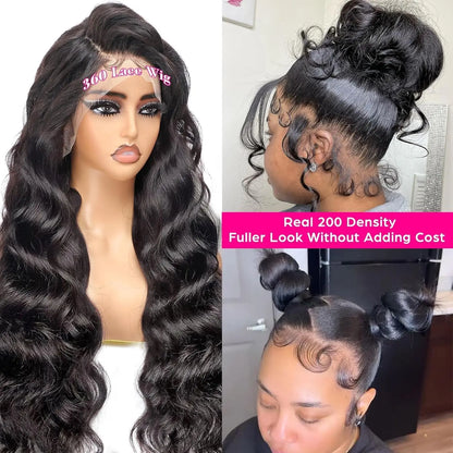 Hidden Strap Drawstring Wig 360 Lace Front Wigs Human Hair 250 Density Body Wave Frontal 360 Full Lace Human Hair Wigs for Women
