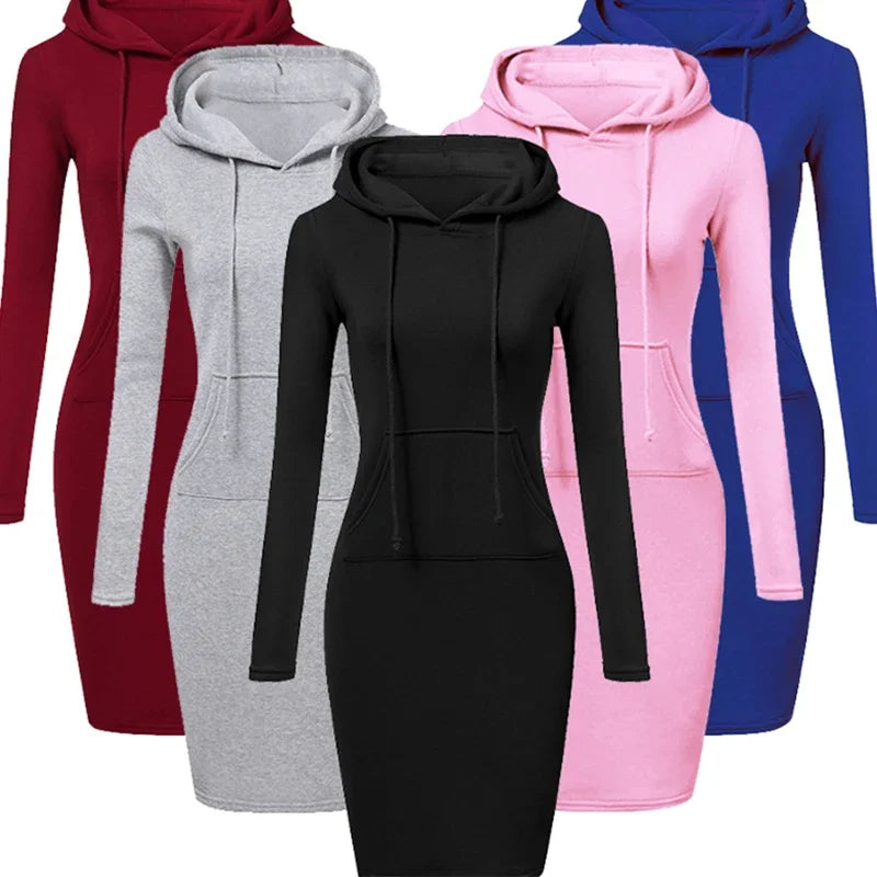 Autumn - Ready Ladies Hooded Dresses Blending Hoodie and Sweatshirt Elements for Fashionable Women's Wardrobe