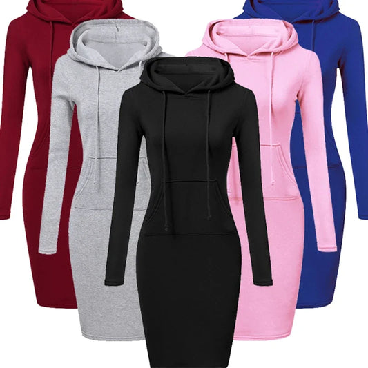 Autumn - Ready Ladies Hooded Dresses Blending Hoodie and Sweatshirt Elements for Fashionable Women's Wardrobe