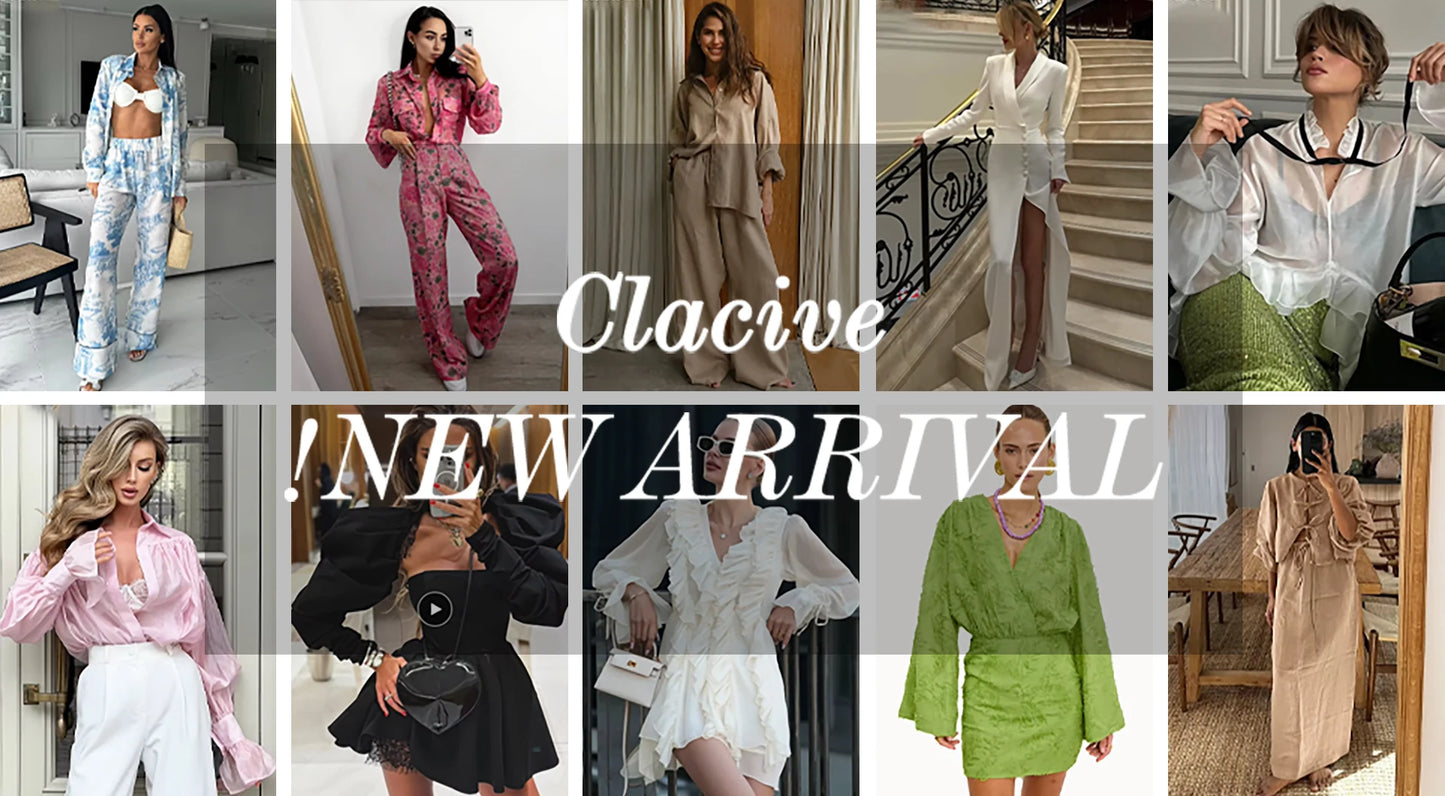 Clacive Fashion Loose White Cotton Women's Shirt 2025 Casual Lapel Long Sleeve Blouse Elegant Classic Solid Top Female Clothing