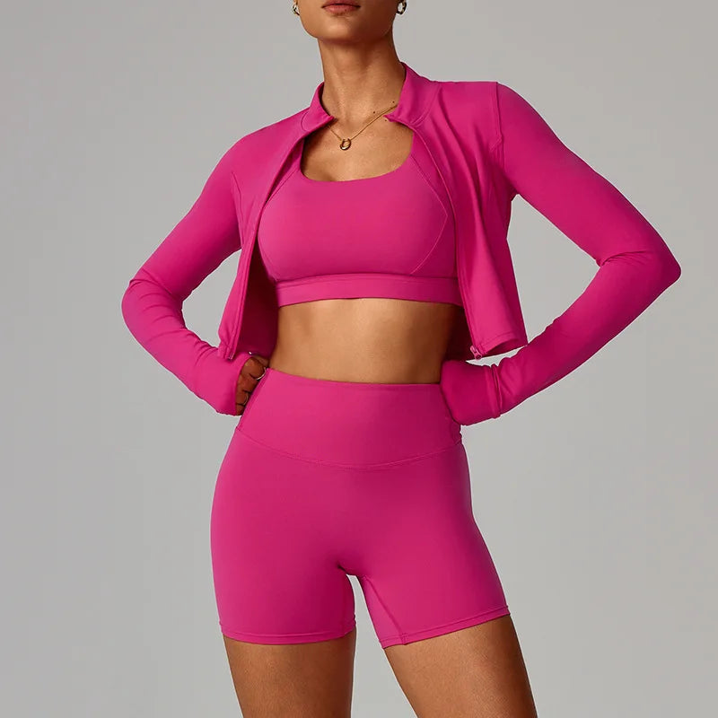 Seamless 3-Piece Activewear - Women's Fitness Set, Sin Costuras, Quick Dry, Yoga & Aire Libre