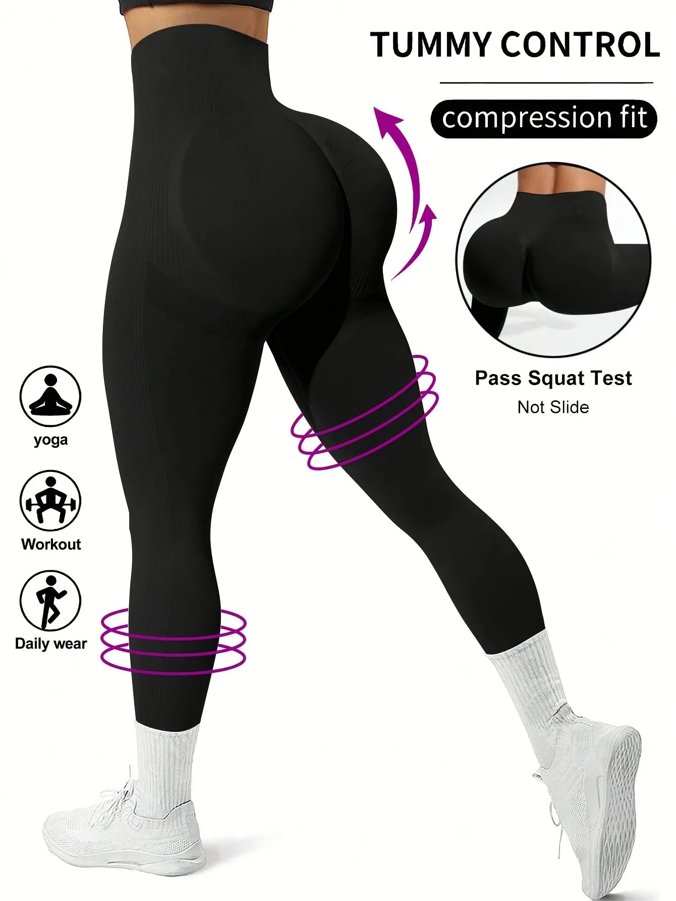 CZGUKE Seamless Women's High Waist Yoga Pants Tight Waist Hip Lifting Elastic Tight Solid Color Wide Waist Sports leggings