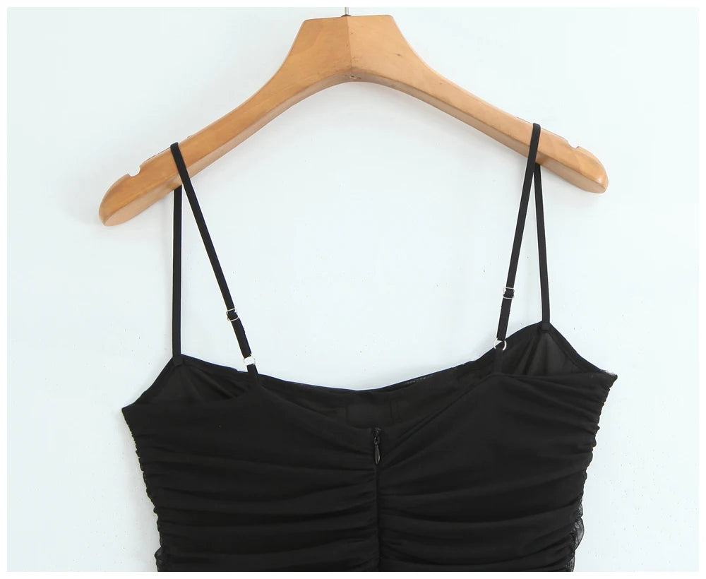 Womens Dress Mesh Ruched Slim Fit Long Spaghetti Strap Elegant Dress Must Have For Elegant Parties And Evening Banquets