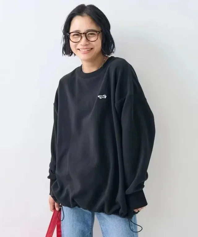 Double-Faced Fleece Sweatshirt with Corded Hemline And Embroidery round Neck Women's Fashion Brand Sweatshirt from Freak's Store