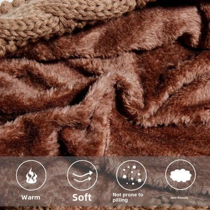 Women's Winter Hat Scarf Set - Thermal Wool Pom Beanie&Balaclava for Extreme Cold versatile hat with attached scarf  knitted hat