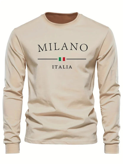 Men's Spring And Fall Fashion Casual Long-sleeved T-shirt Loose PARIS Letters Printed Pullover Round Neck Long Sleeve Sweatshirt