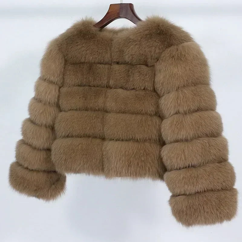 Real Fox Fur Coat Winter Jacket Women O-neck Thick Fashion 2025 & 2026 Natural Fox Fur Raccoon Outerwear Warm Luxury Female Plus Size