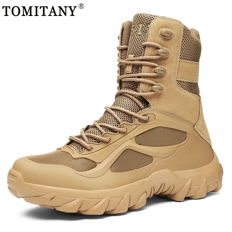 Man Tactical Military Boots Winter Men Work Safty Shoes Special Force Desert Combat Army Boots Outdoor Ankle Hiking Shoes