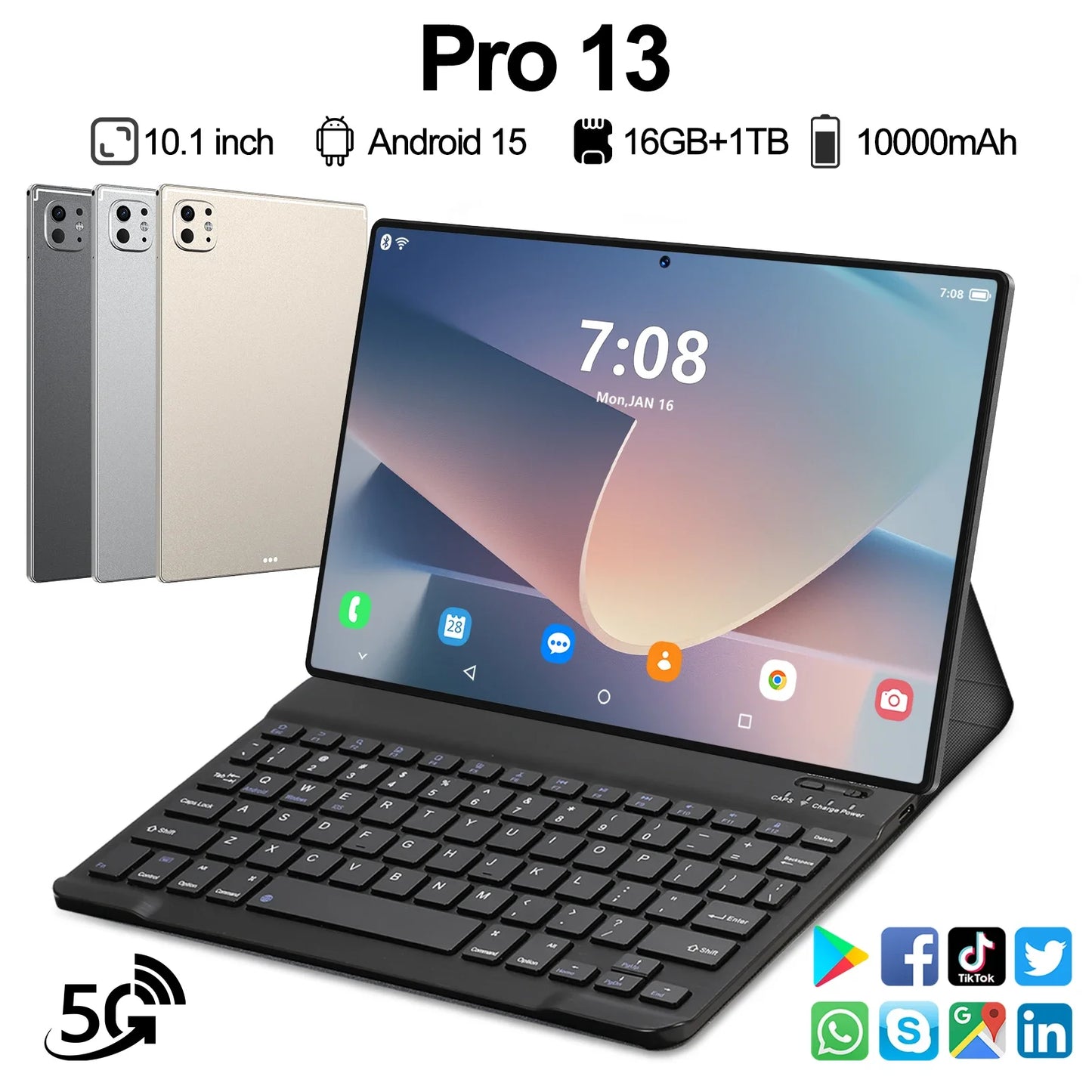 【Global Version】2026 New Original Tab Pro 13 PC 16G+1TB 10.1“” HD 4K Android 15 10000mAh 5G Dual SIM Phone Call WiFi GPS Tablet