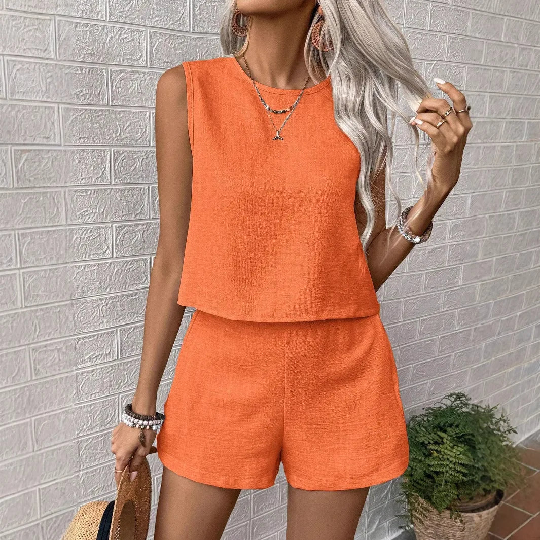 Summer Shorts Sets Women 2026 Fashion Sleeveless Loose Tank Tops And Short Pants Two Piece Sets Women Outfit Casual Femme Suit