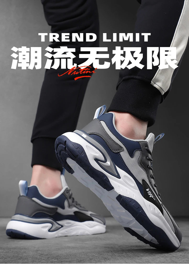 Spring and Summer New Breathable Mesh Casual Men's Running Shoes, Running Casual Sports Shoes, Anti-slip Lace-up Sports Shoes